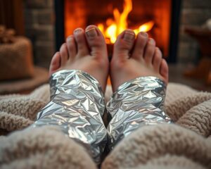 Owijanie stóp folią aluminiową – prosta metoda na ciepło i zdrowie